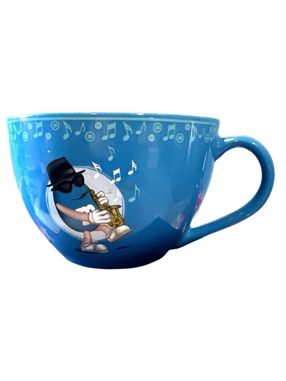 M&Ms World Blue Saxophone Ceramic Jumbo Coffee Mug 2007 Collectible Music Cup